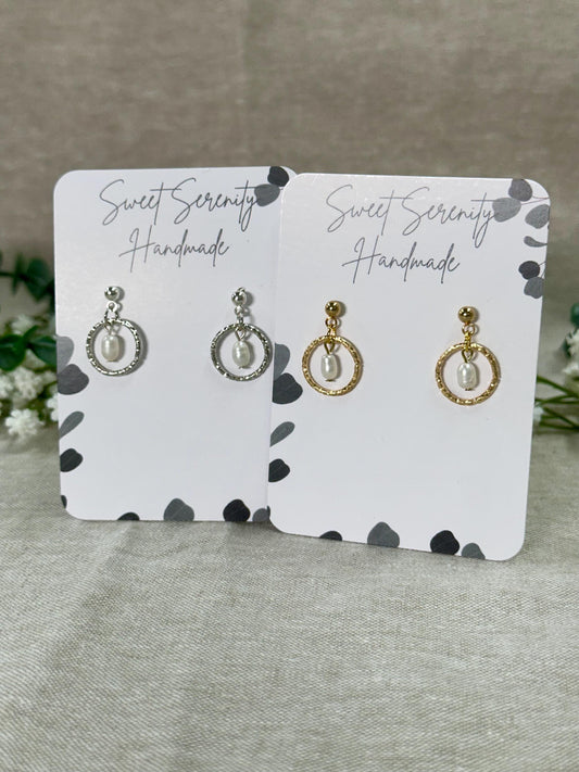 Floating Pearl Earrings - Gold Minimalist Jewelry