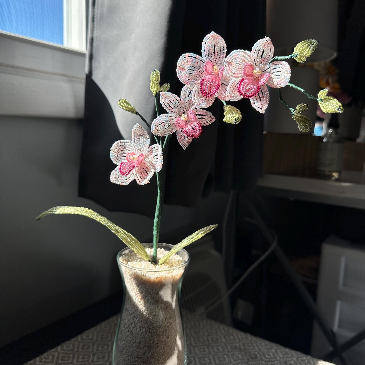 Handmade Beaded Orchid Flower Arrangement