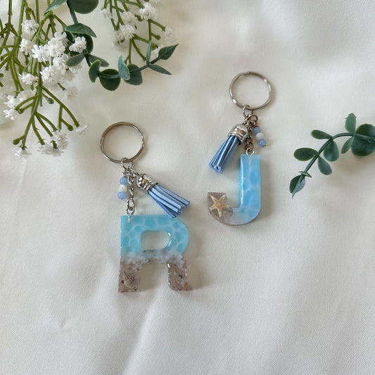 Beach Scene Monogram Keychain