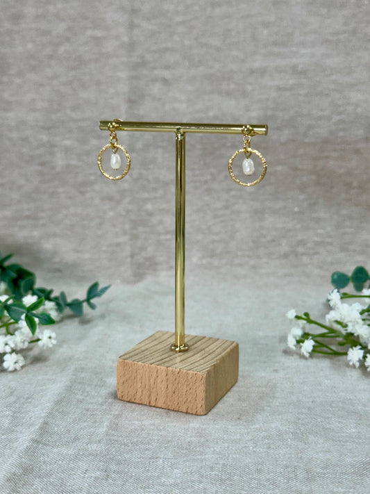 Floating Pearl Earrings - Gold Minimalist Jewelry