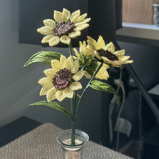 Handmade Beaded Sunflower Arrangement