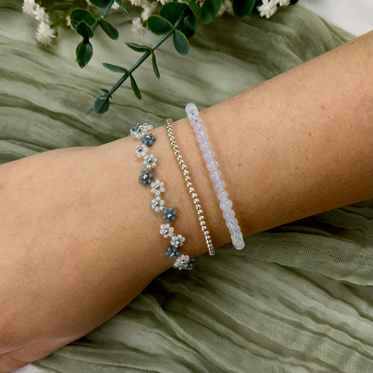 Beaded Flower Bracelet - Low Tide