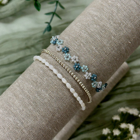 Beaded Flower Bracelet - Low Tide
