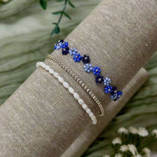 Beaded Flower Bracelet - Blueberry Fields