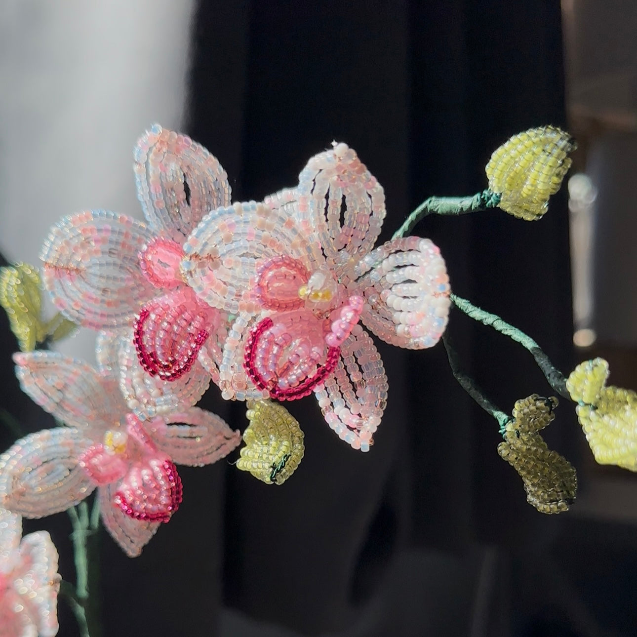 Handmade Beaded Orchid Flower Arrangement