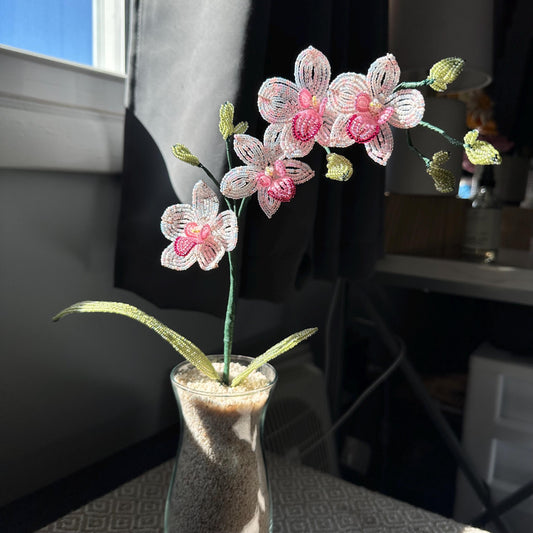 Handmade Beaded Orchid Flower Arrangement